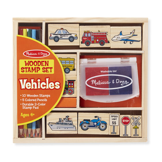 2409 - Wooden Stamp Set Vehicles