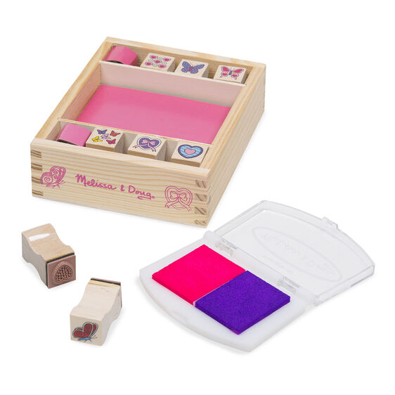 2415 - Wooden Stamp Set Butterflies and Hearts