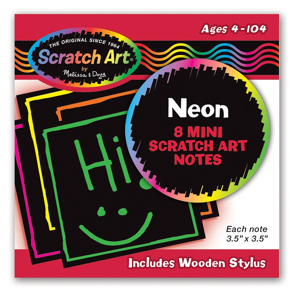 5841 - 8 Mini Scratch Art Notes Neon