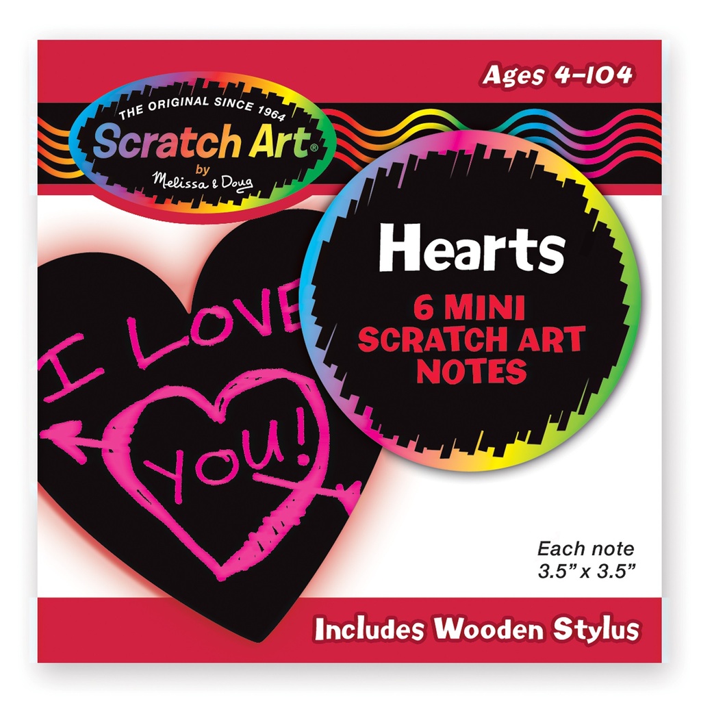 5930 - 6 Mini Scratch Art Notes Hearts