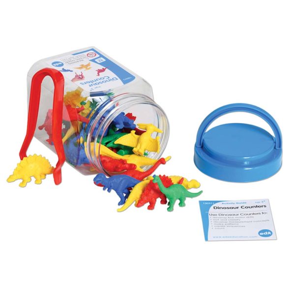 EDX13037J - Counters - Dinosaurs - 4 Colours with Tweezer
