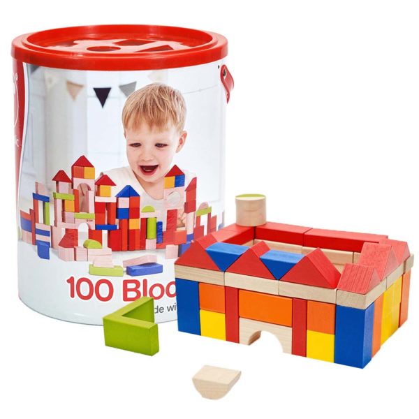 CW3642 - Wooden Building Blocks with Sorting Lid - 100pcs